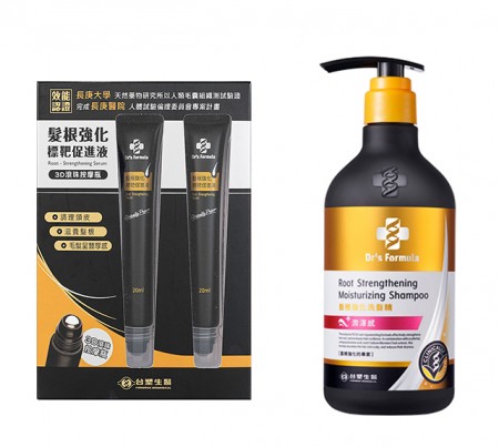 ｜台塑生醫Dr's Formula 髮根強化組合｜髮根強化標靶促進液（3D滾珠瓶20ml*2瓶/組）+ 髮根強化洗髮精（潤澤感）三代*2瓶｜